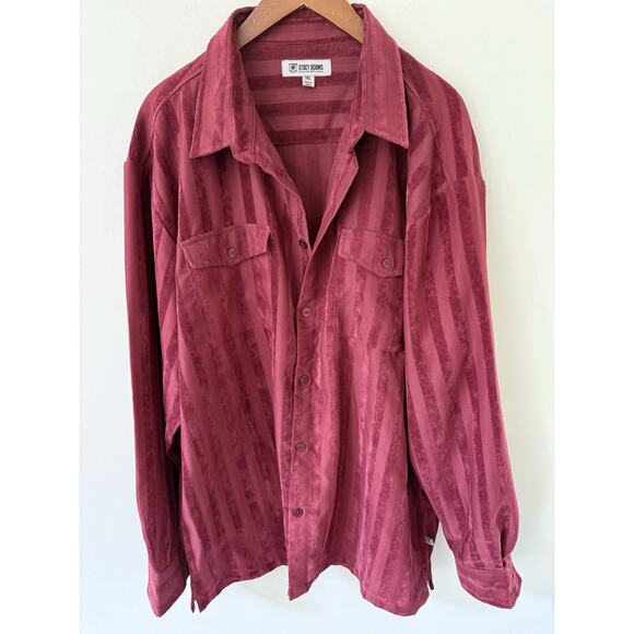 Stacy Adams Other - Stacy Adams Mens Shirt 3X Long Sleeve Button Down Burgundy Striped Casual
